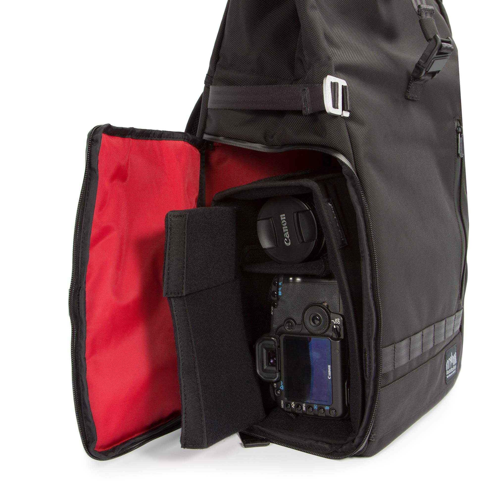 Manhattan Portage Focus Camera Backpack With Removable Laptop & Camera Insert Roll-Top Design Water-Resistant in Cordura (Black) - Image 5
