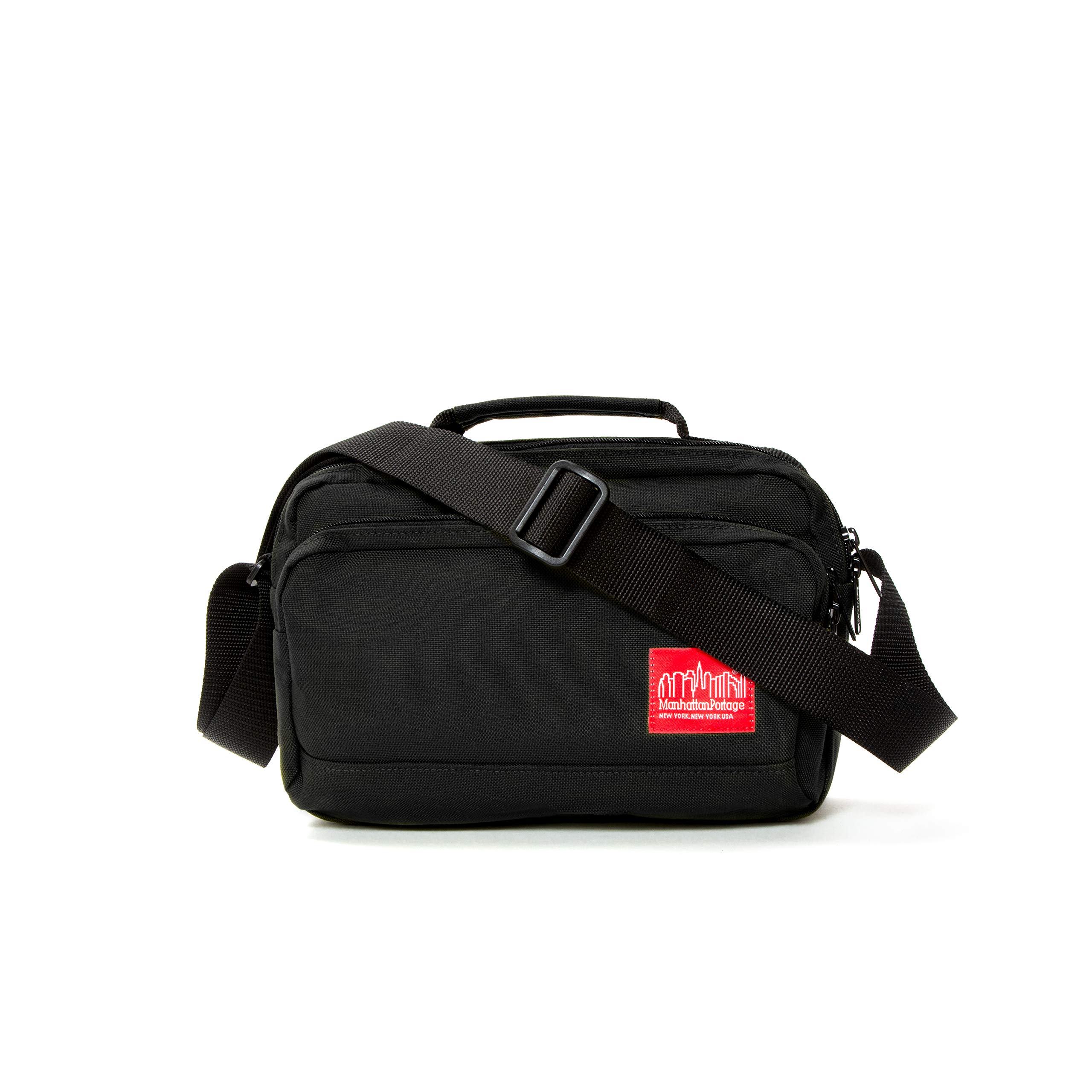 Manhattan Portage Shaw Shoulder Bag With Adjustable Strap Signature Red Lining Water Resistant Coating 1000D Cordura® For Work College Travel (Black) - Image 3