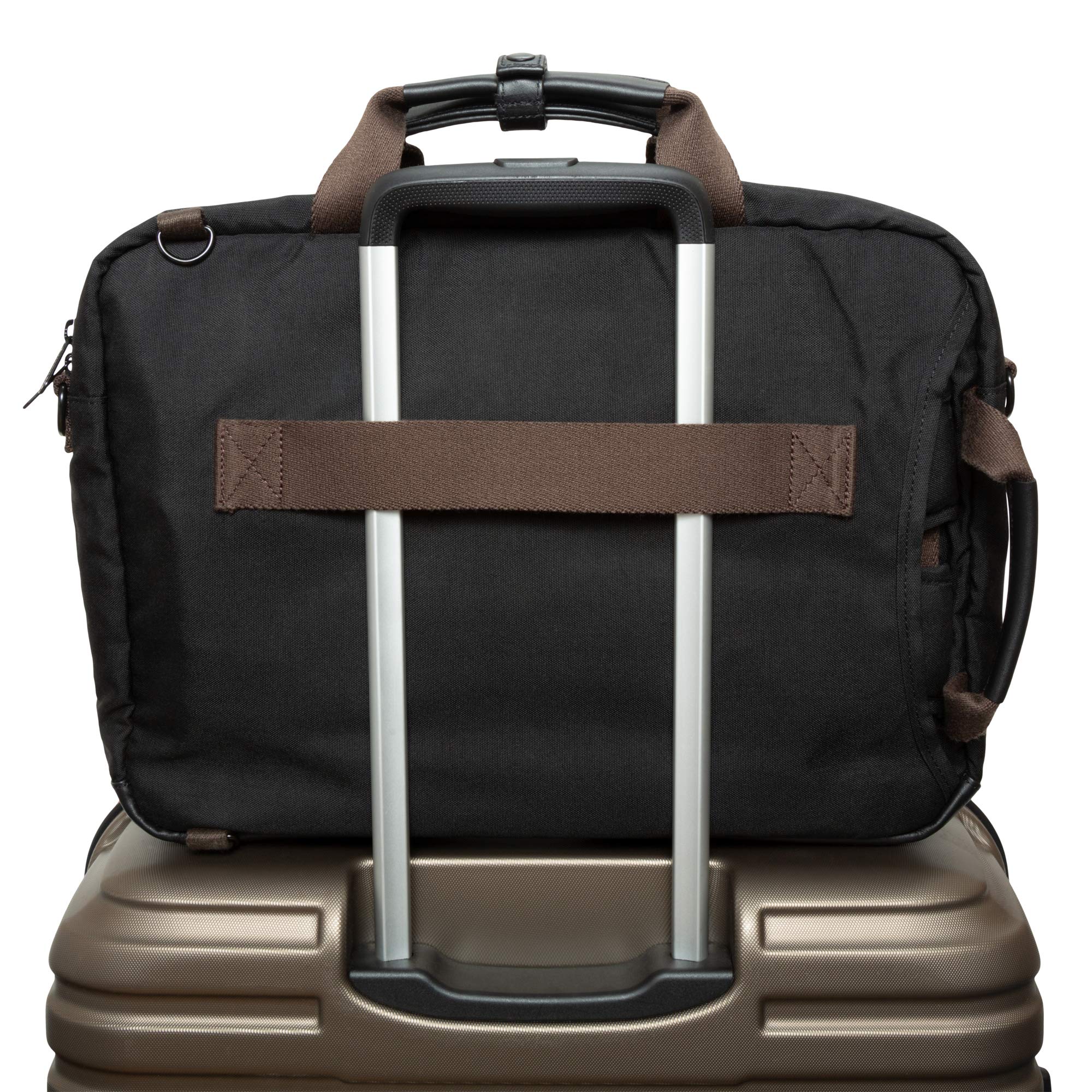 Waxed Nylon Saratoga Briefcase, Black - Image 7