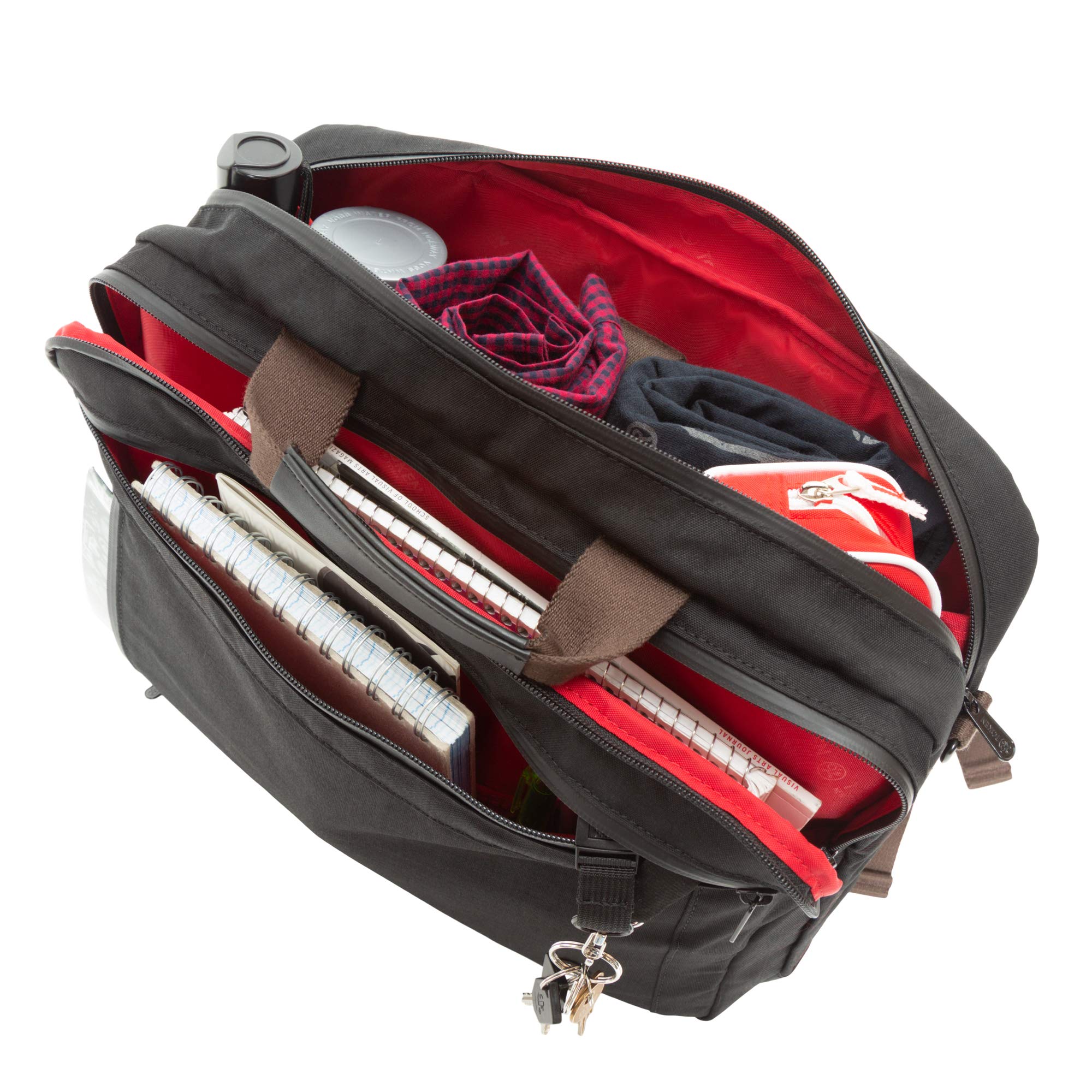 Waxed Nylon Saratoga Briefcase, Black - Image 8