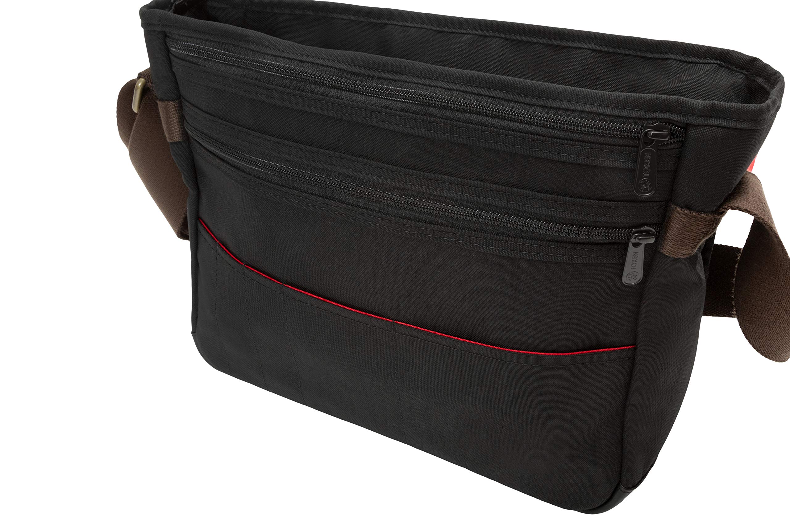 Waxed Nylon Sheridan Shoulder Bag (M) W/Back Zipper, Black - Image 4