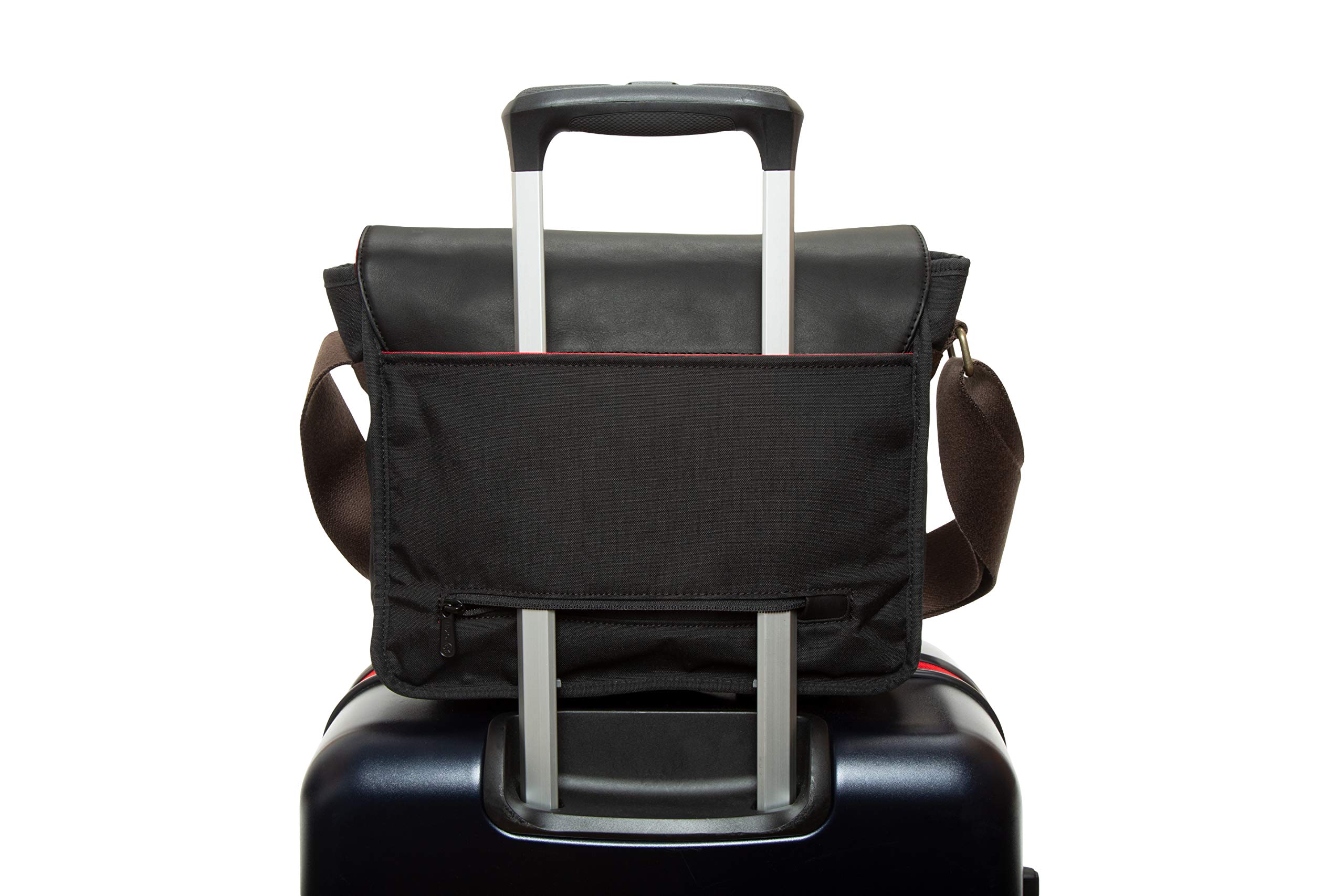 Waxed Nylon Sheridan Shoulder Bag (M) W/Back Zipper, Black - Image 9